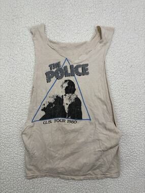 The Police Shirt US Tour 1980 Mens Vintage Band Tee Thrashed Cutoff Muscle Tank